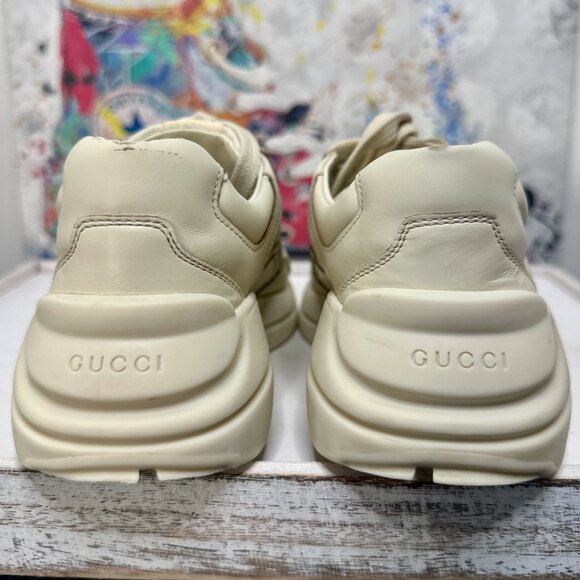 Gucci Rhyton Logo Leather Sneakers White - Picture 4 of 7
